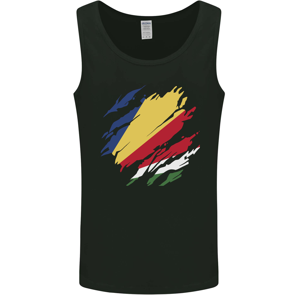 Torn Seychelles Flag Seychellois Day Football Mens Vest Tank Top