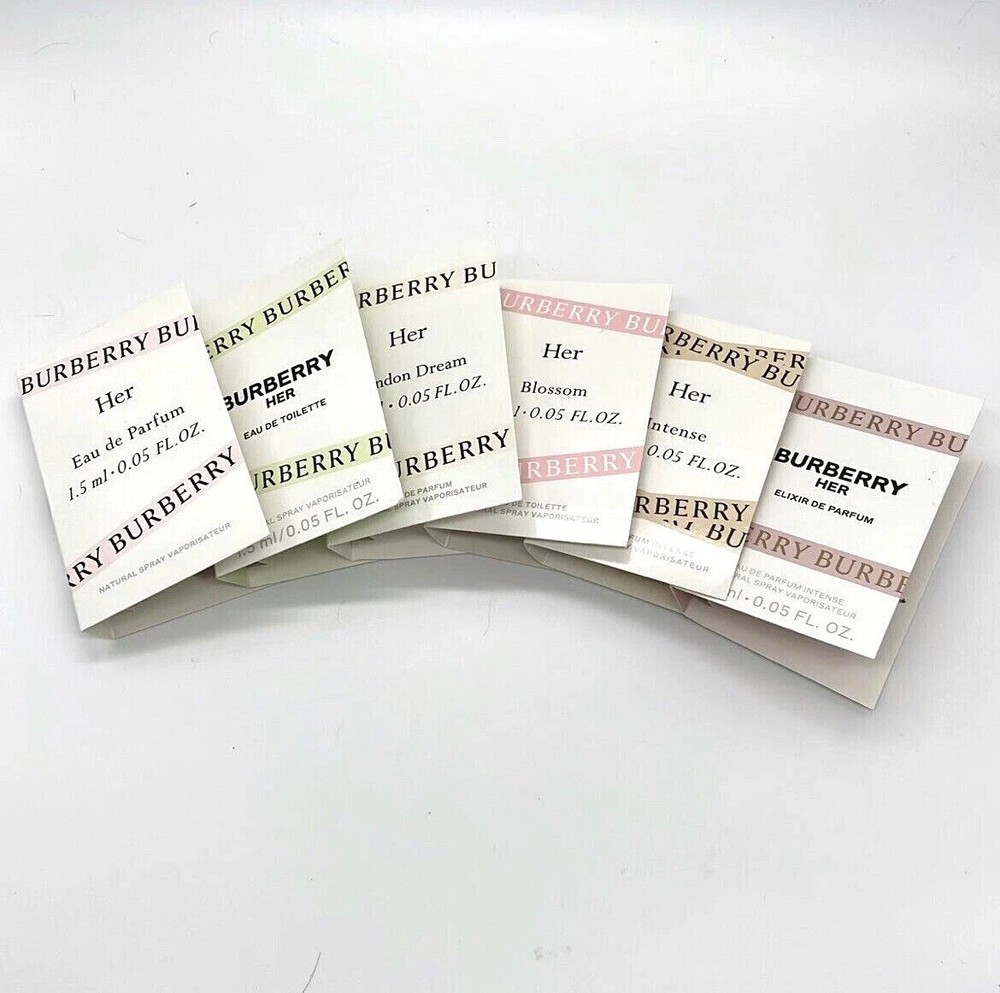 Burberry Her Perfume Collection Sample Spray Vial 6pc Set 1.5ml / 0.05oz each