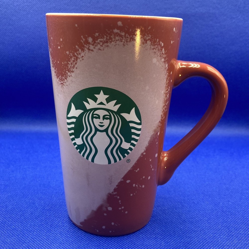 Starbucks Pink Airbrush Heart Red 16oz Handled Ceramic Tall Mug.
