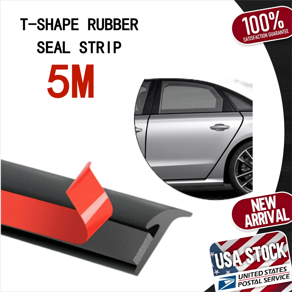 5M/16ft Universal T-Shape Rubber Seal Strip for Car Roof Windshield Trimming