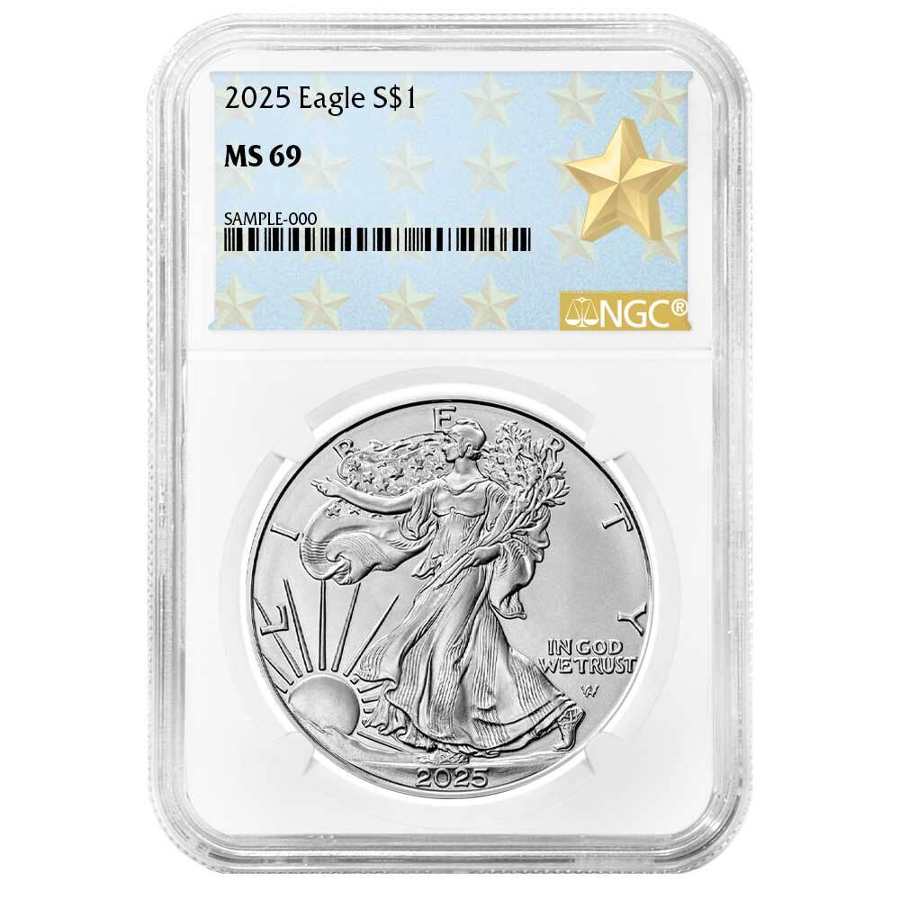 2025 $1 American Silver Eagle NGC MS69 West Point Star Label