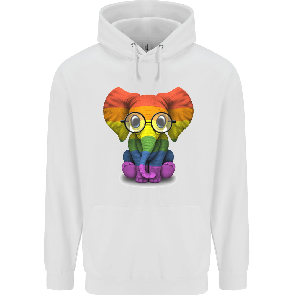 LGBT Elephant Gay Pride Day Awareness Mens 80% Cotton Hoodie-image
