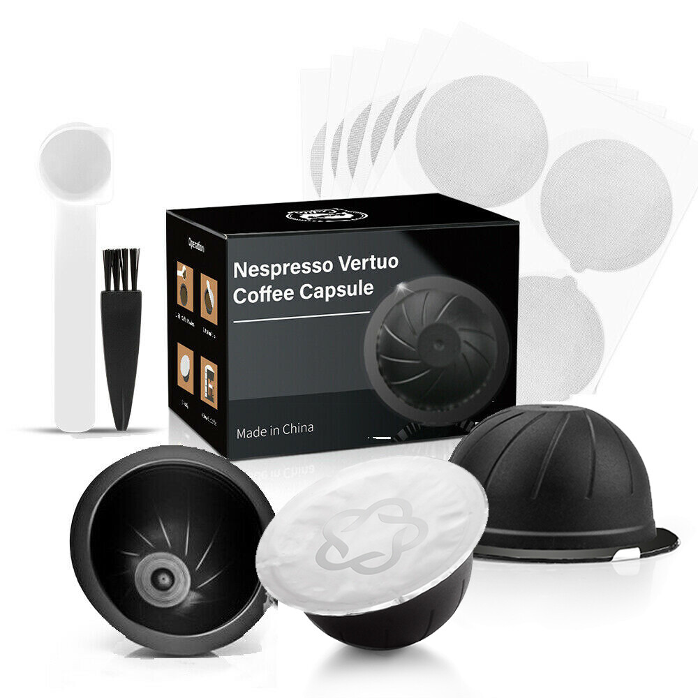 3PK 230ml Reusable Coffee Capsule Pod 10 Lids For Nespresso Vertuoline Plus GCA1