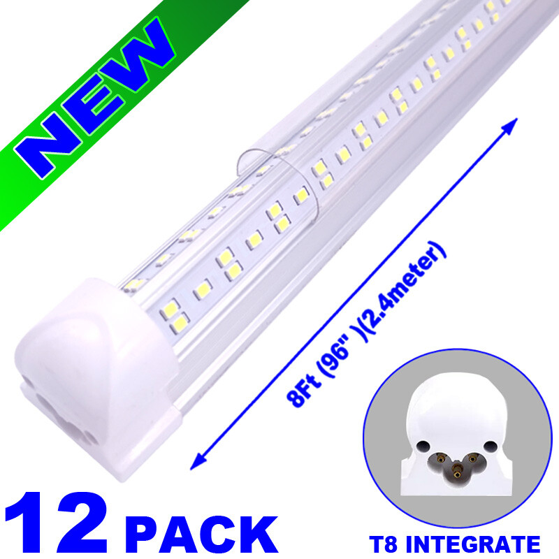 12/Pack 8ft LED Tube Light 8 Foot 144W LED Shop Garage Warehouse Light Fixture