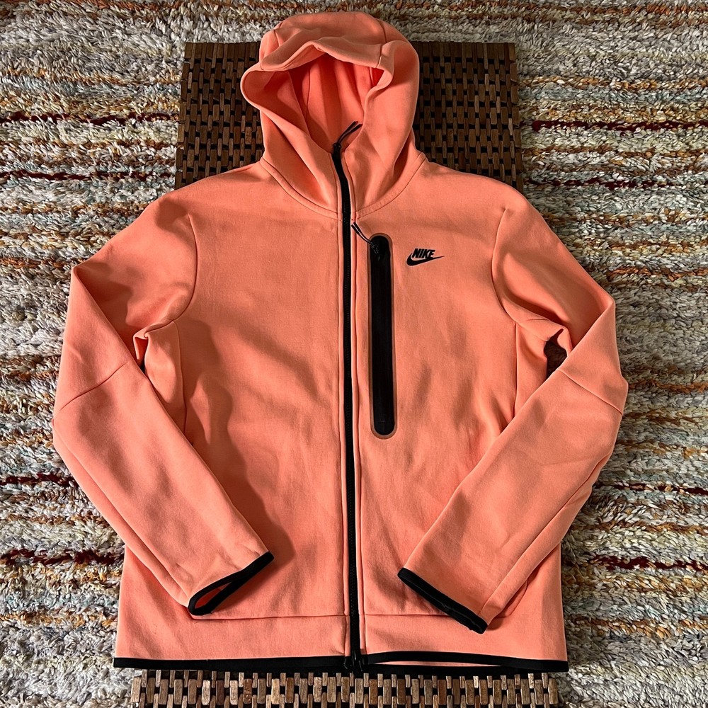Nike Tech Fleece Hoodie Hoody Jacket Peach Orange Black Men's Medium M