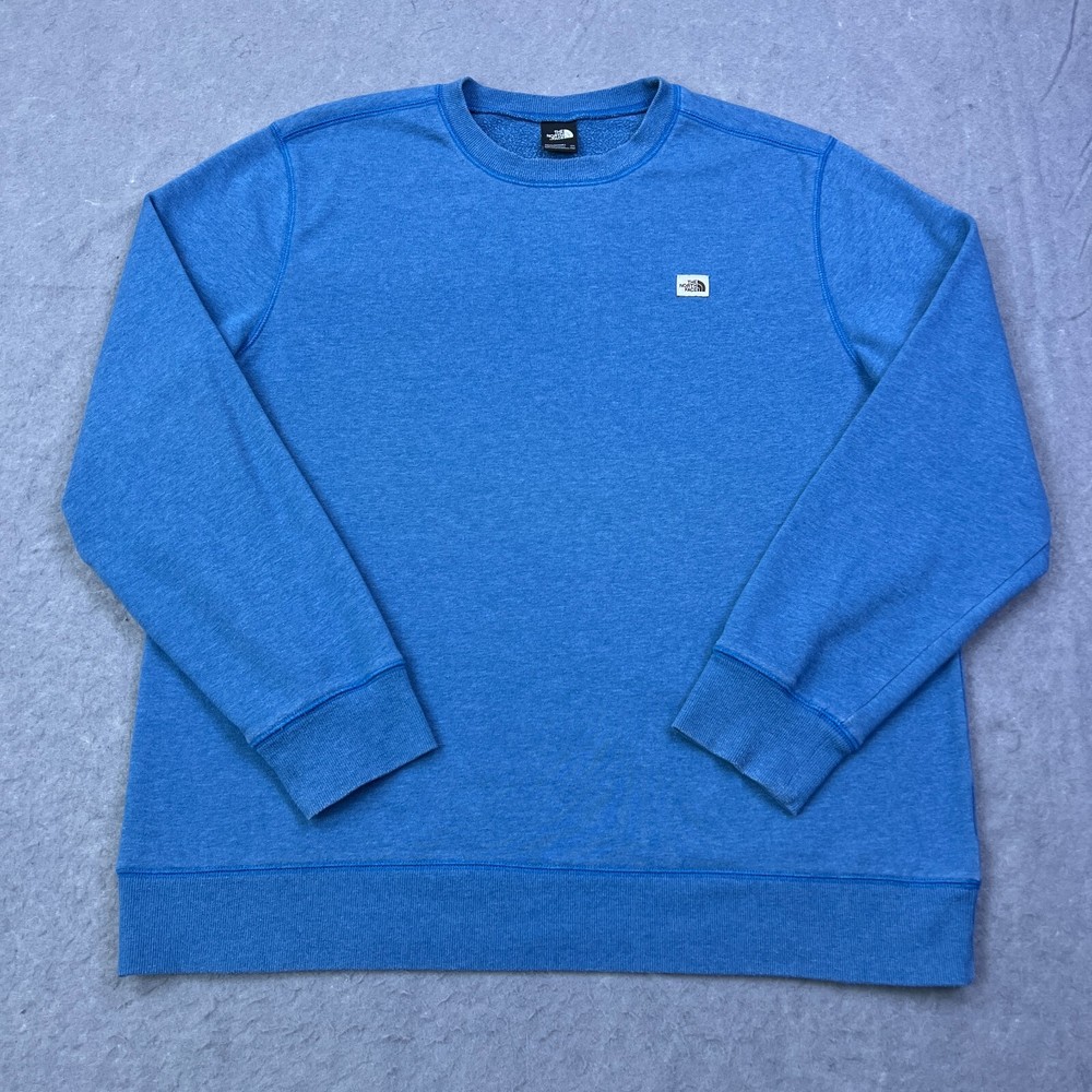 The North Face Mens XXL Blue Fleece Crewneck Sweatshirt with Logo Patch
