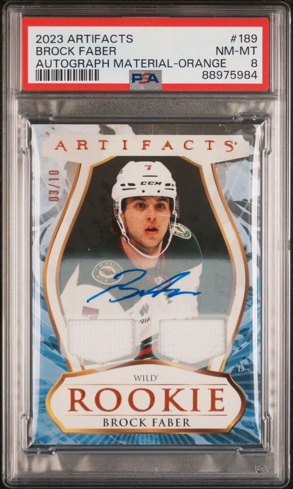 2023 UD Artifacts Brock Faber Auto /10 Orange Material Psa 8 Pop 1 None Higher