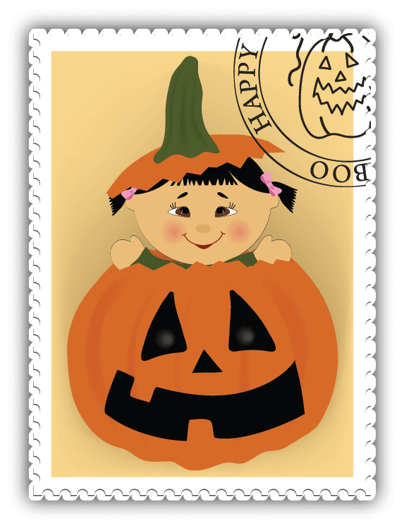 Halloween Pumpkin Baby Postage Mark Funny Car Bumper Sticker Decal