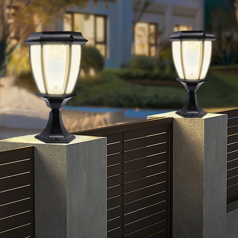 Solar LED Pillar Light for Garden Patio Yard Waterproof Post Lamp