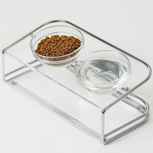 Elevated Acrylic Glass Pet Bowls Stand for Cats and Dogs with Non-Slip Base