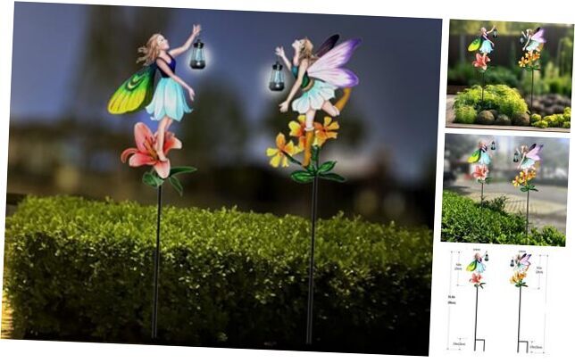 Solar-Powered Outdoor Garden Fairy Lights in Multi-Colored Design for Decorative Ambiance - Set of 2