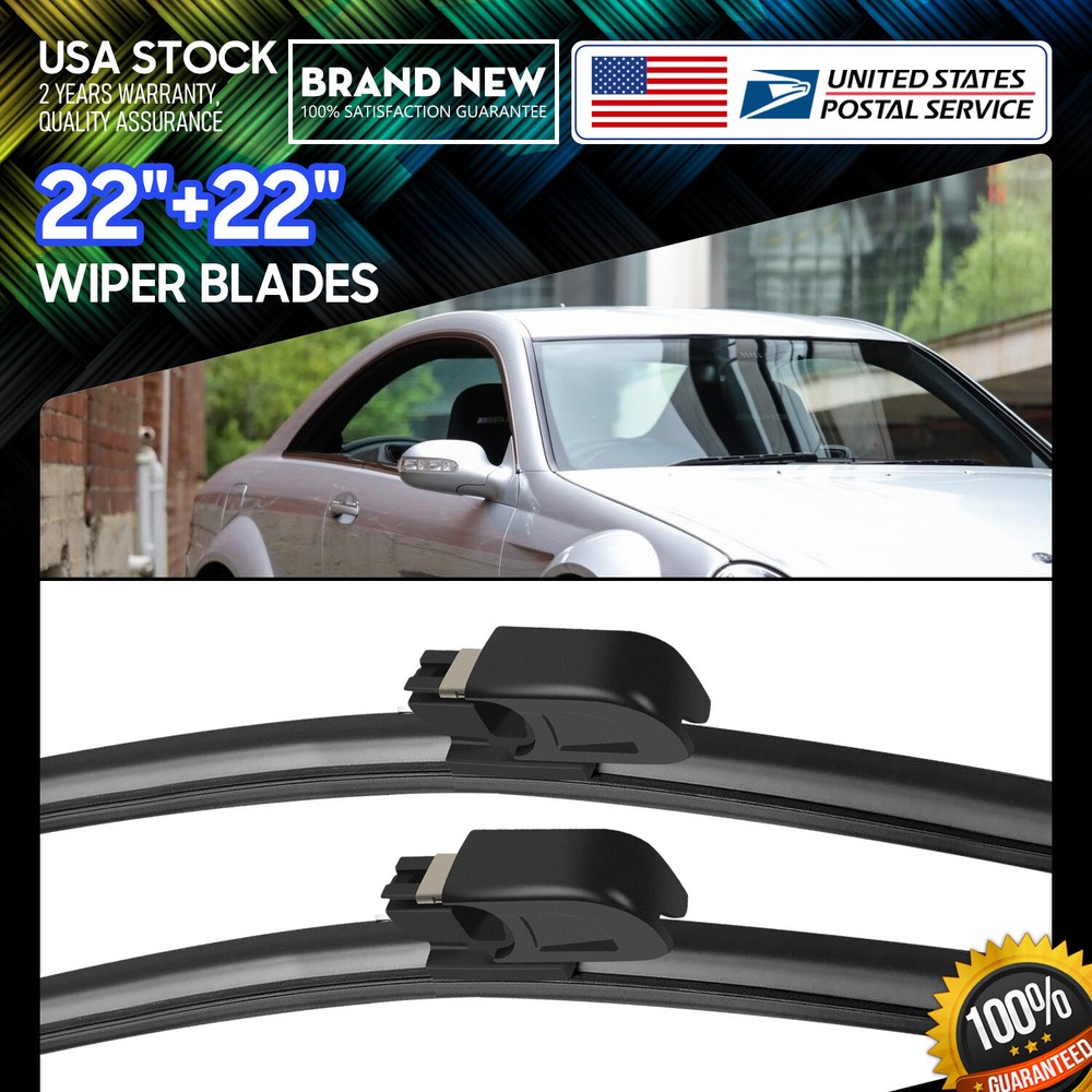 1 Pair 22''+22'' Premium Bracketless Windshield Wiper Blades All Season Premium