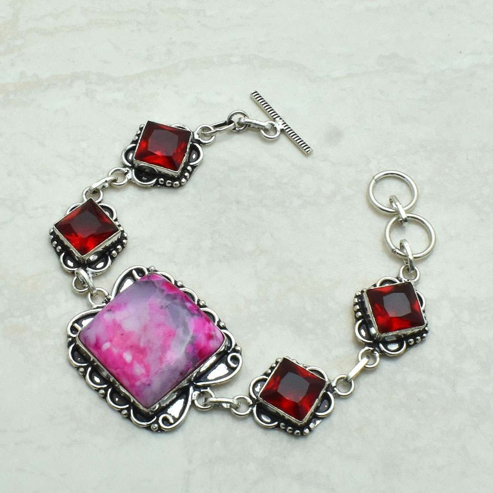 Dendrite Opal Garnet Gemstone Ethnic Handmade Bracelet Jewelry 25 Gms AB 68084