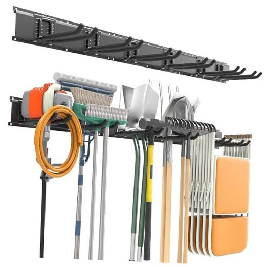Wall-Mounted Heavy-Duty Garage and Garden Tool Storage Organizer