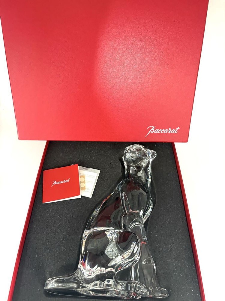 Baccarat Baccarat Crystal Cheetah Ornament Figurine Object Approx. 28cm