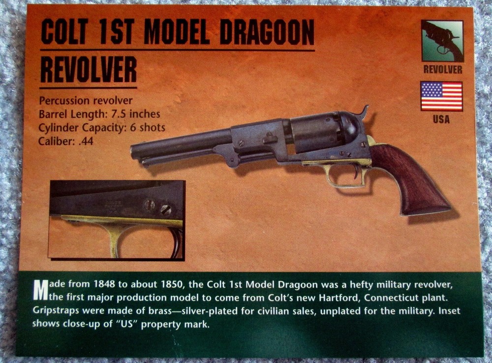 Colt 1st Model Dragoon Revolver Classic Firearms Photo Card u