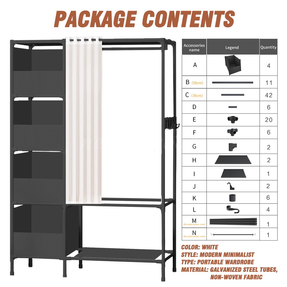 Heavy Duty Open Wardrobe Closet Garment Rack Clothing Hanging Organizer Shelves