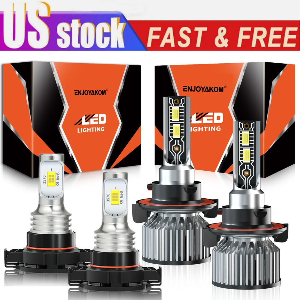 For GMC Yukon 2007-2014 LED Headlight High/Low +Fog light Bulbs Combo Kit 6500K