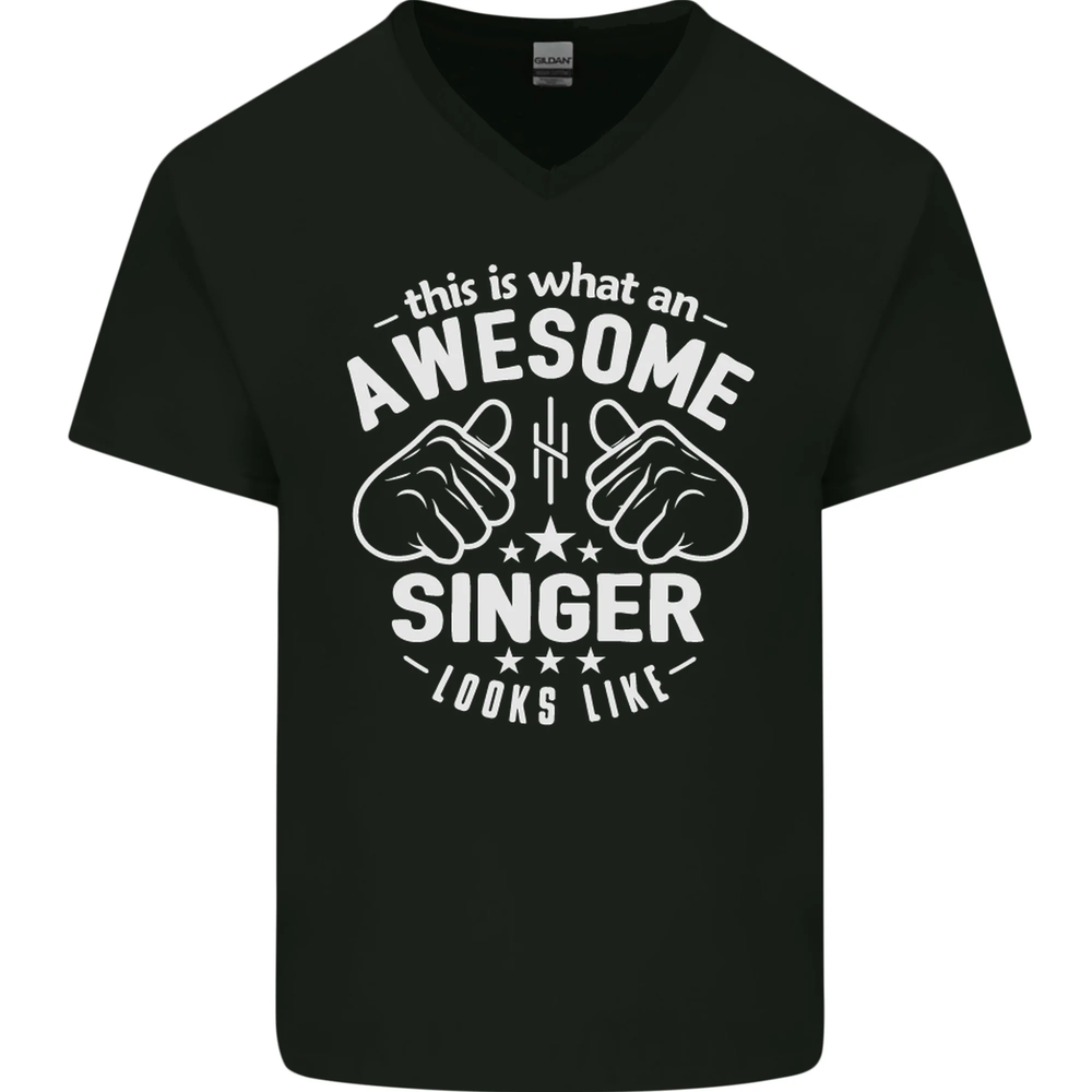 This Is What an Awesome Singer Looks Like Mens V-Neck Cotton T-Shirt