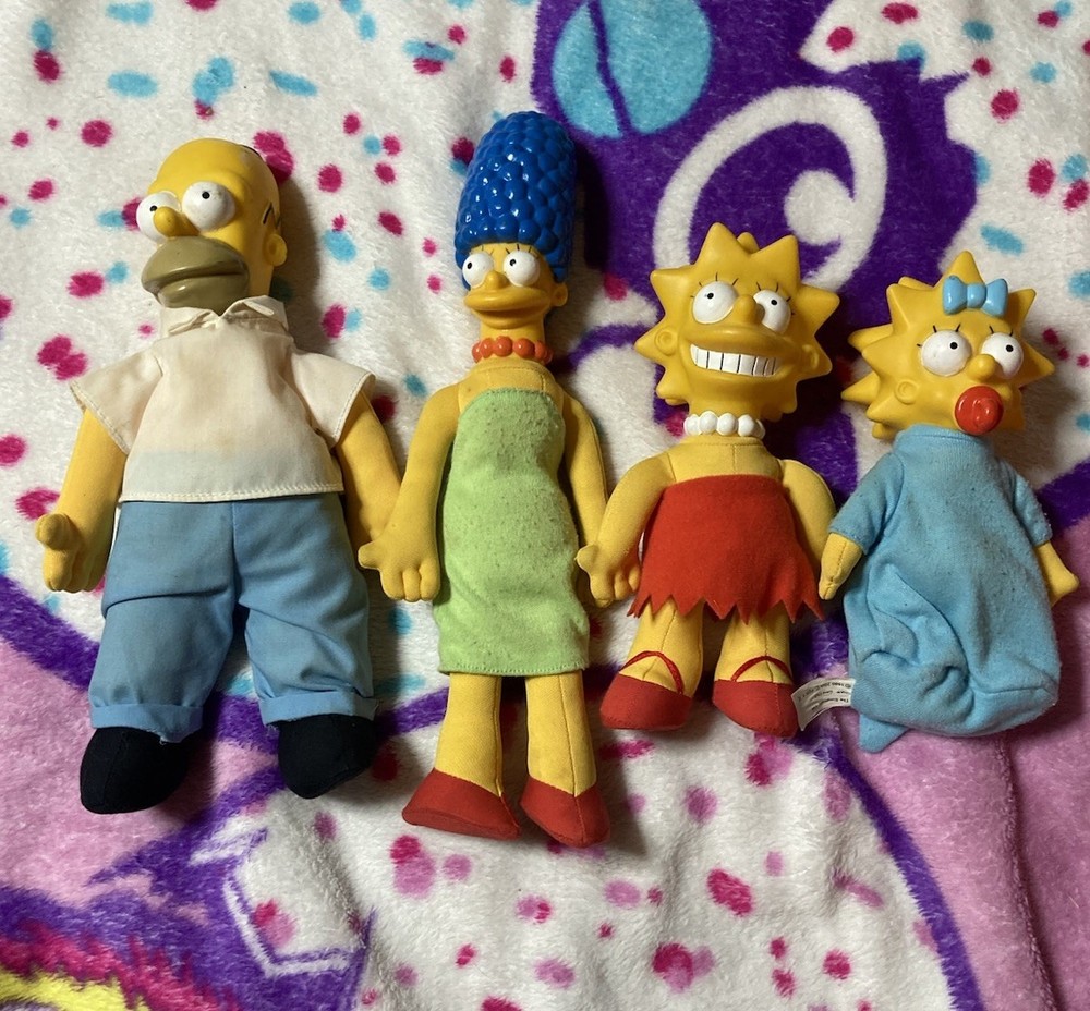 Vintage 1990 Burger King Simpsons 4-Piece Collectible Doll Plush Set