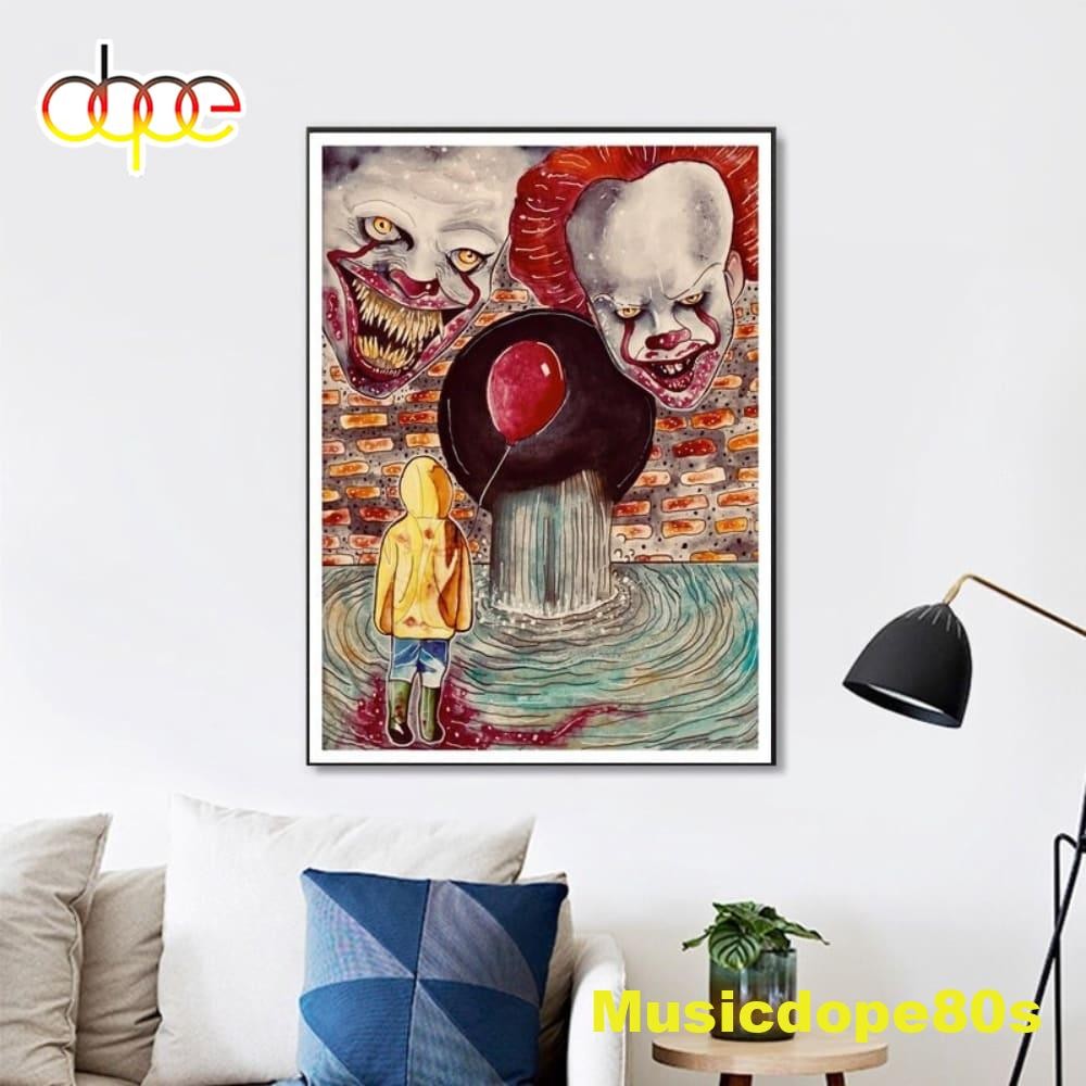 Scary Horror Movie Clown Back To Poster Wall Art Home Decor Without Frame  