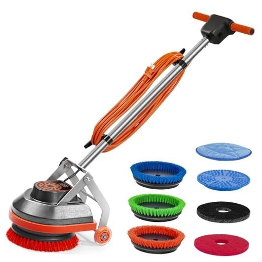 Commercial Floor Scrubber Machine with Brushes and Pads, Heavy Duty Floor