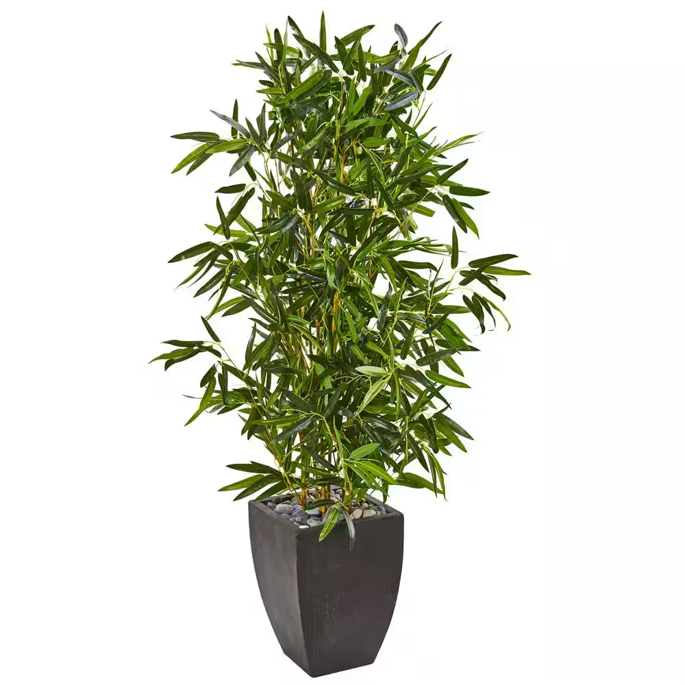 Indoor/Outdoor 5 Ft. Black Planter Artificial Bamboo Tree