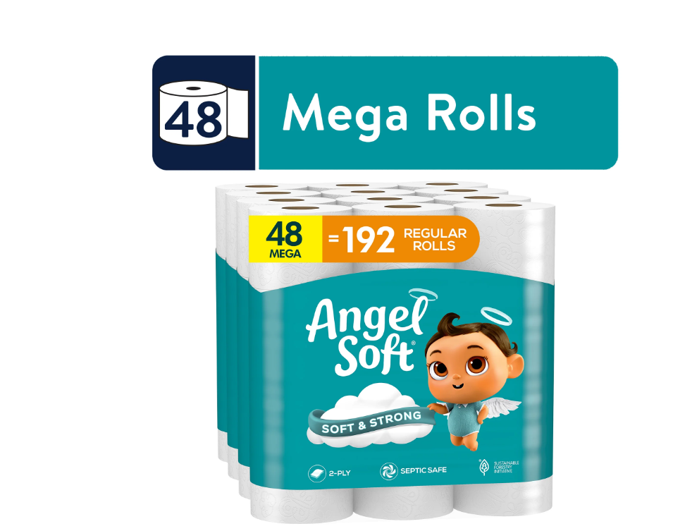 Angel Soft Toilet Paper, 48 Mega Rolls, 2-Ply Toilet Tissue