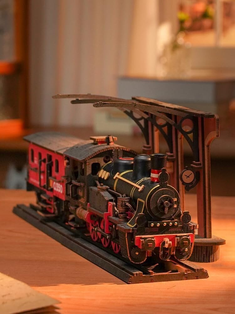 Rolife Steam Train Building Model Kits 3D Wooden Puzzles Home Decor Craft Gifts