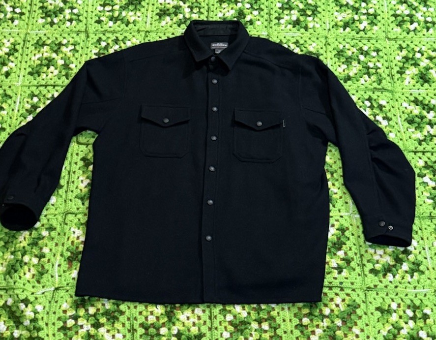 Men's Woolrich Wool Blend Snap Shacket Jacket Black Xl Classic Outdoors