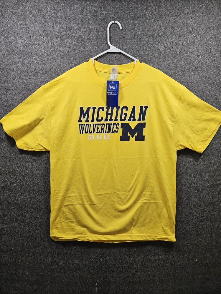 Michigan Wolverines Football Shirt Men's XL Yellow Alstyle 100% Cotton Crew NWT