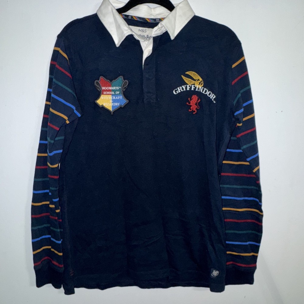 M&S Harry Potter Rugby Polo Long Sleeve Shirt Age 15-16 Team Gryffindor Uniform