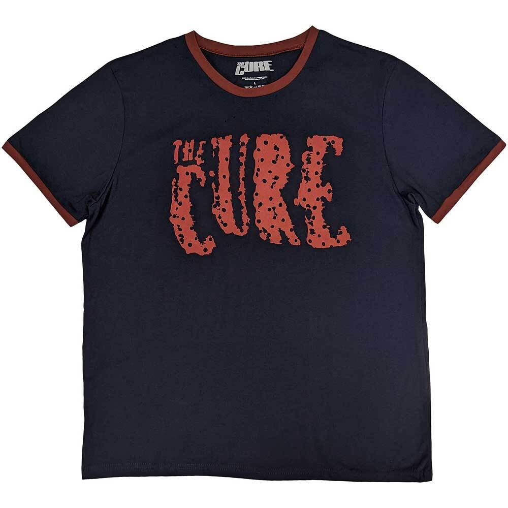 The Cure 'Logo' Navy Blue Ringer T shirt - NEW