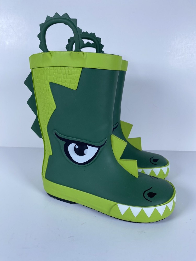 Kids Alligator Green Rain Boots Size 7/8 by Members Mark-image