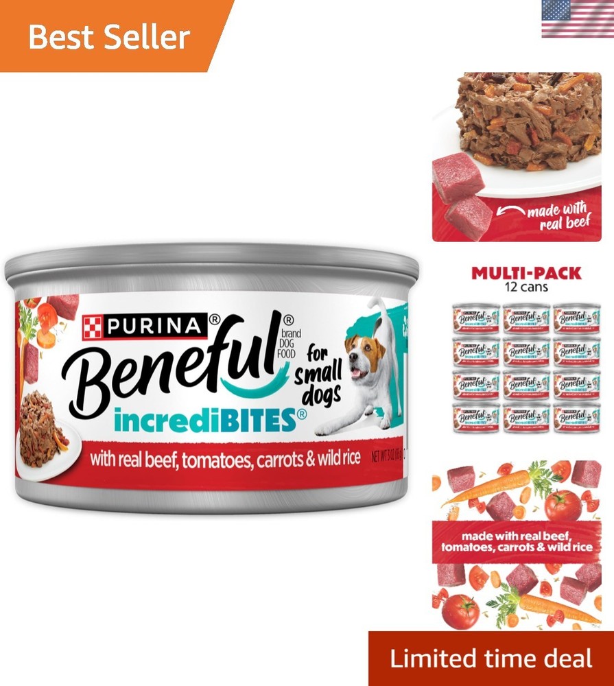 Purina IncrediBites Small Breed Wet Dog Food with Real Beef in Gravy - 12 Pack