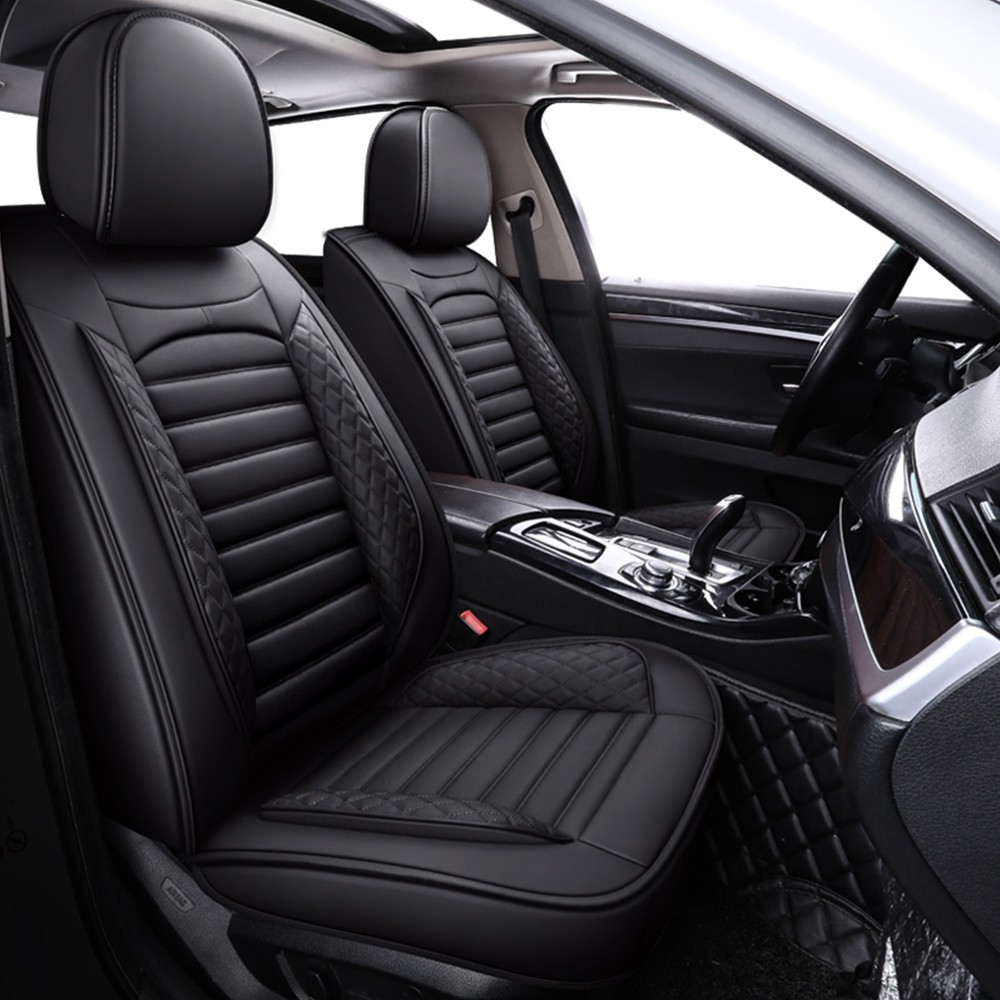 Premium Leather Car Seat Covers for Toyota Camry & RAV4 - 5-Piece Set Front & Rear Cushion Protectors