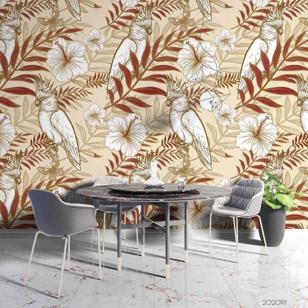 3D Flower Leaf Parrot Pattern Wall Murals Wallpaper Murals Wall Sticker