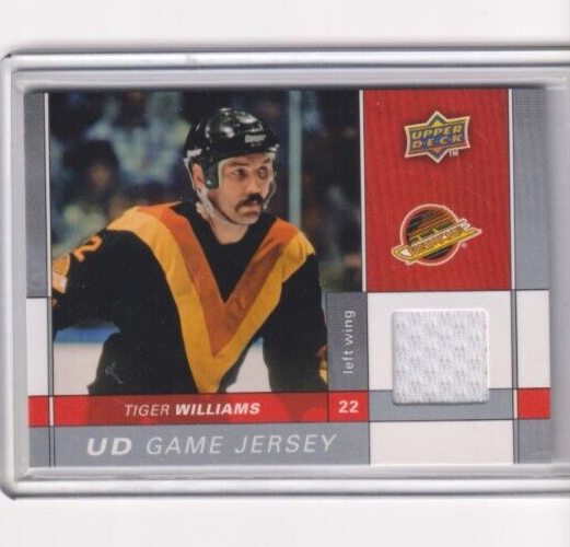 2009-10 Upper Deck Series 1 UD Game Jersey Tiger Williams Canucks Hockey Card