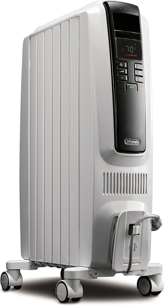 De'Longhi Dragon Digital Oil Filled Radiator Heater, 1500W Electric White