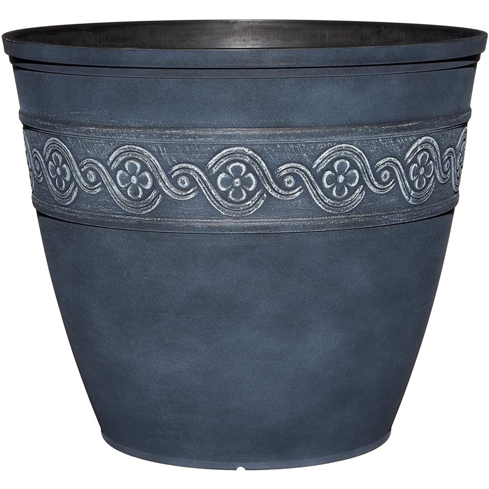 Corinthian Resin Flower Pot Planter, Storm Blue, 10