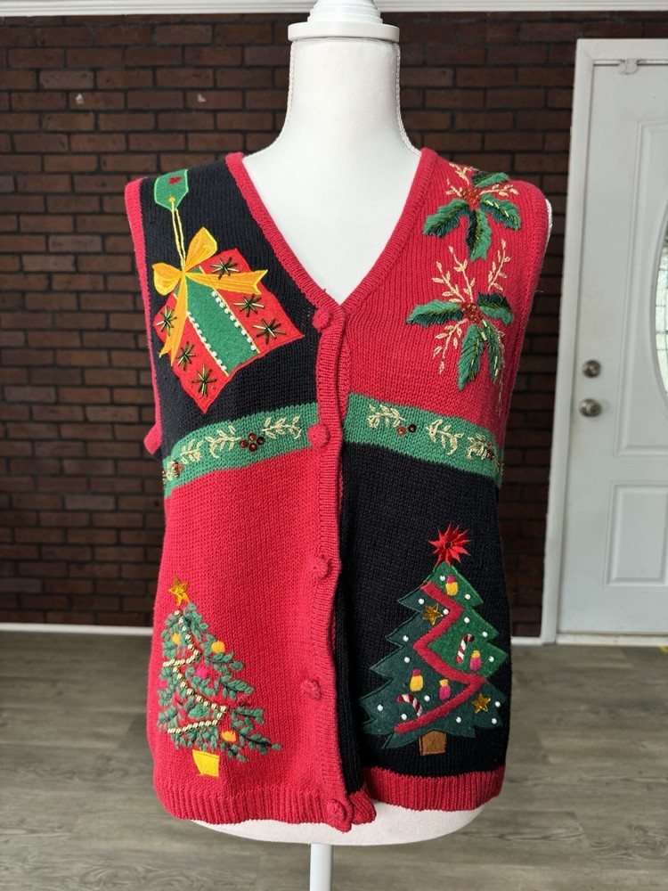 Vintage Decorative Christmas Sweater Vest Medium