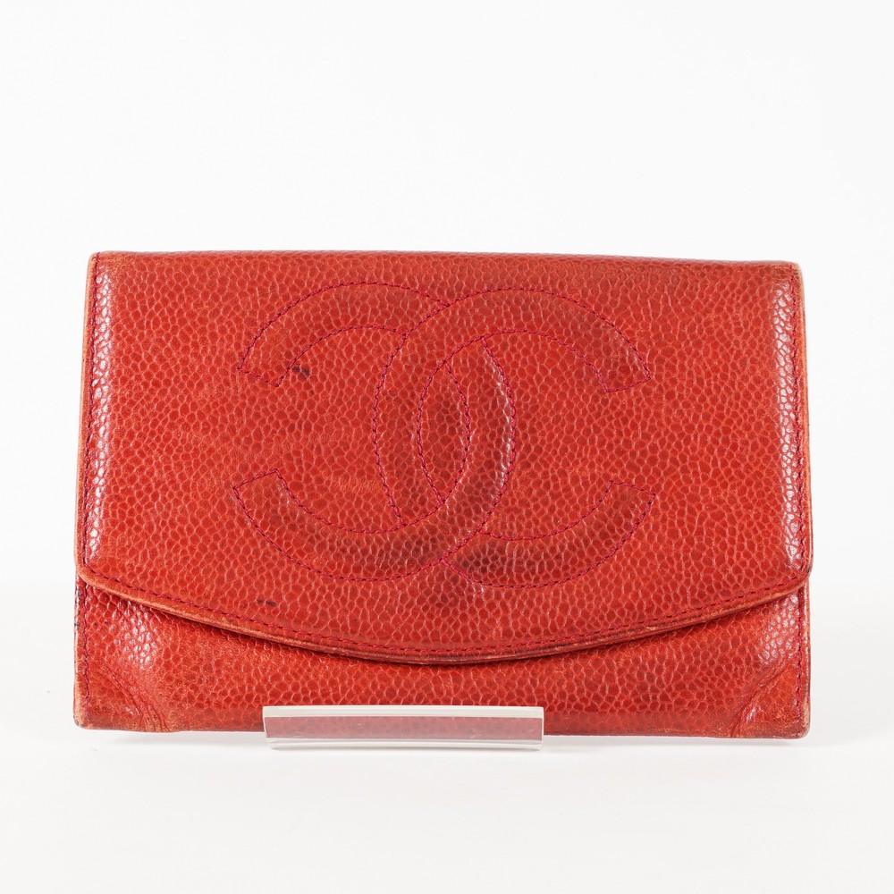 Authentic CHANEL CC  Leather Bifold Long Wallet  01E05825030