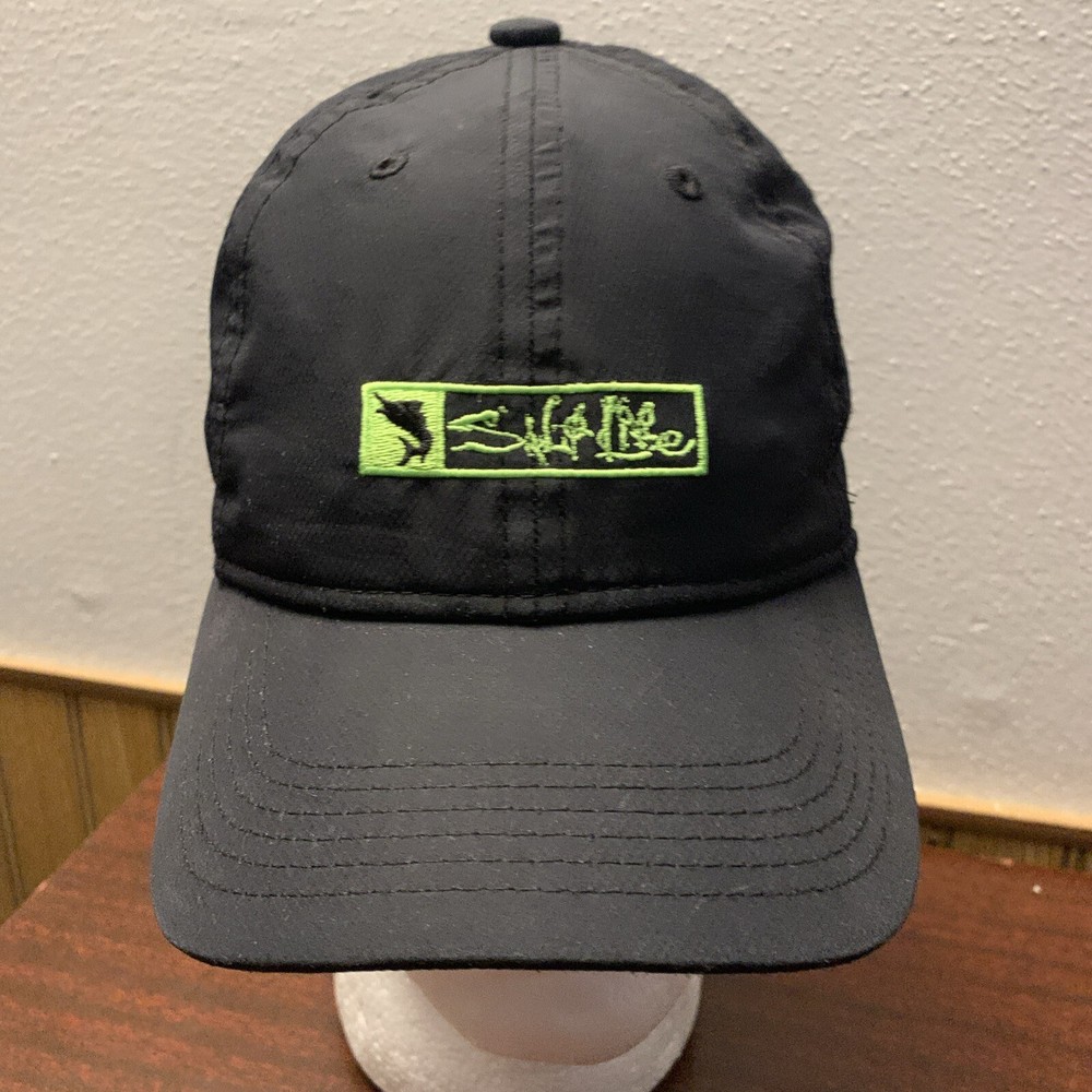 Salt Life black with neon green Marlin logo Youth hat, strapback adjustable 2015