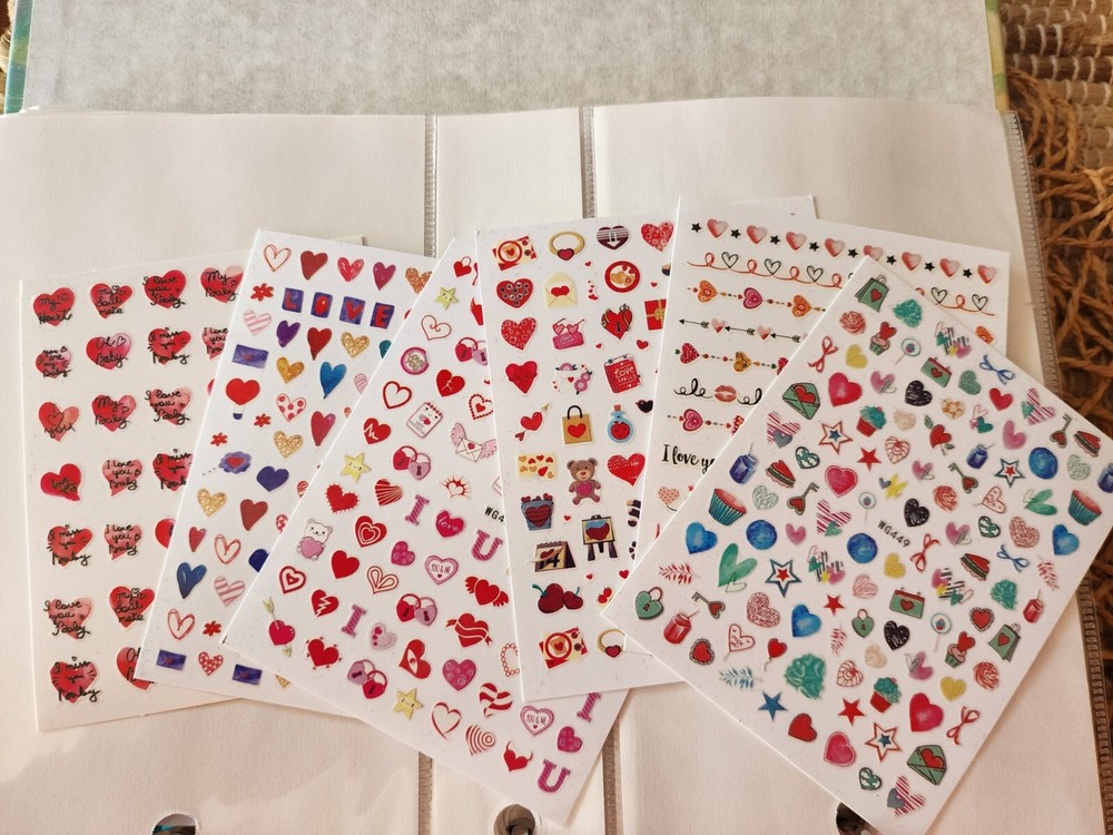 Nail Art 3D Decal Stickers Hearts Valentine's Day