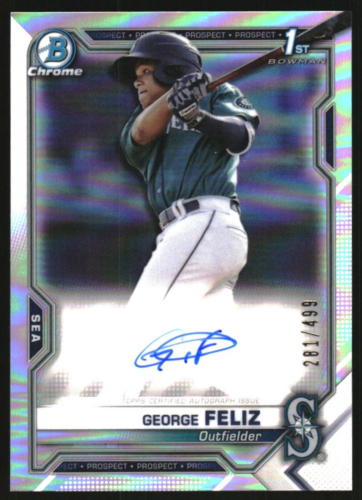 2021 Bowman Chrome Prospect Autographs Refractors #CPAGF George Feliz /499