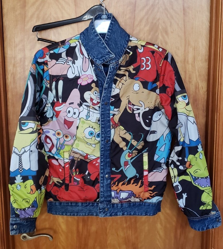 Nickelodeon Reversible Denim Jacket Members Only Size Medium-image