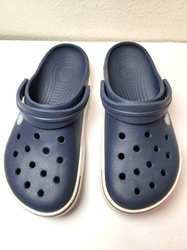 Navy Blue Crocs Classic Clogs With Ventilation Ports & Heel Strap For Adults Siz
