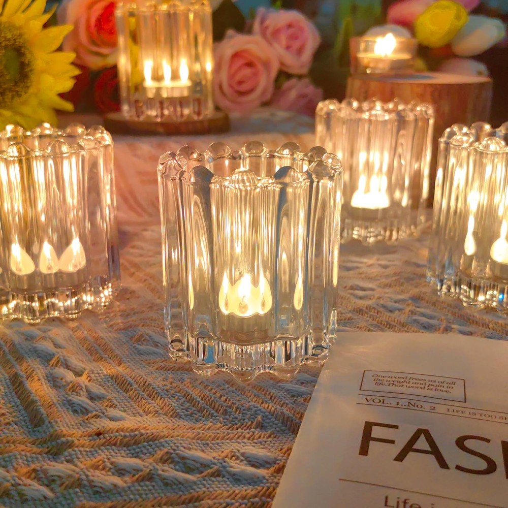 12Pcs Clear Glass Votive Tealight Candle Holders for Decorative Use