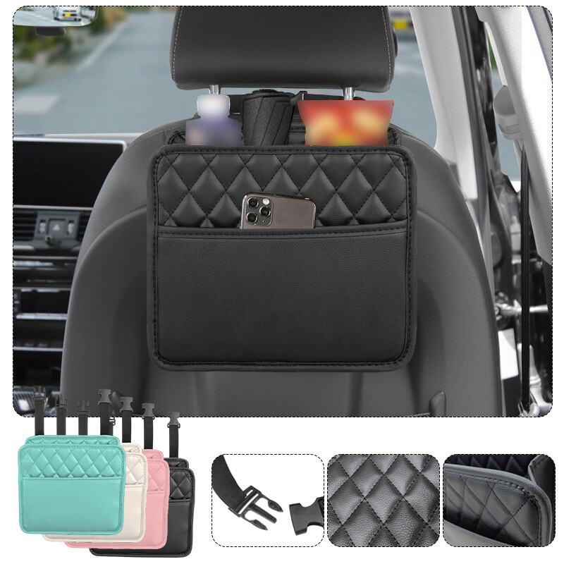 Car Backseat Organizer PU Leather Interior Storage Bag Hanging Seat Back