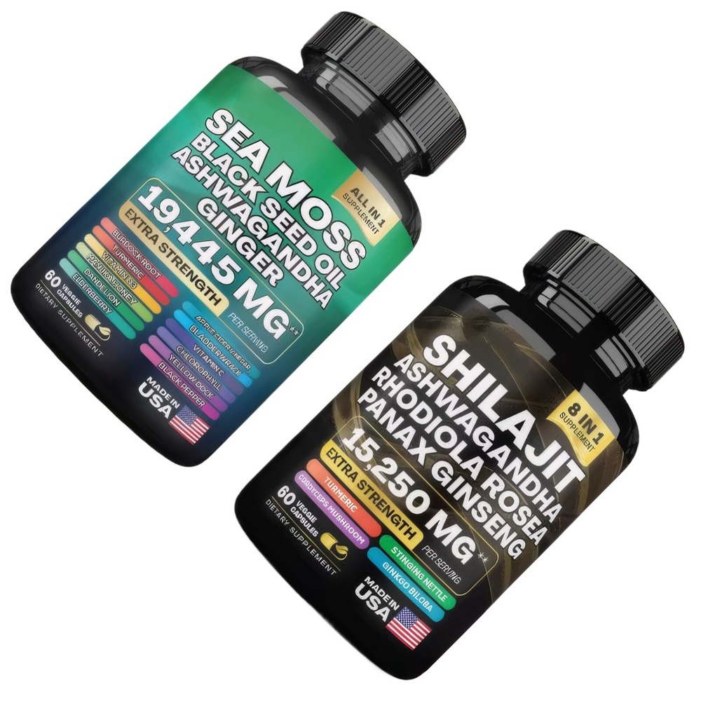Sea Moss & Shilajit (Black Oil, Turmeric, Ashwagandha, Ginger, Vitamin D)